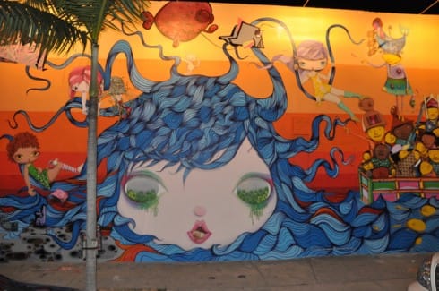 A detail of the wall by Os Gêmeos on NW 2 Ave (click to enlarge)