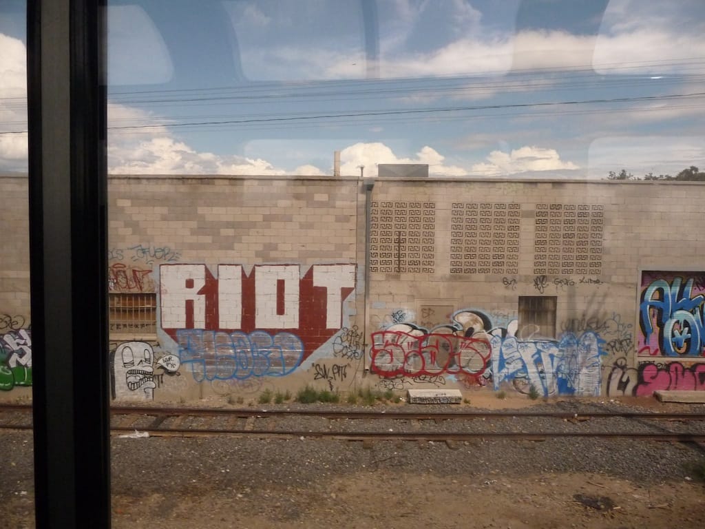 They know their audience: in Albuquerque, city-sponsored murals are everywhere, and street artists know they have a captive audience on the rail tracks. Once the home of the famous Santa Fe Railroad, these tracks service both the Amtrak and the local NM Railrunner.