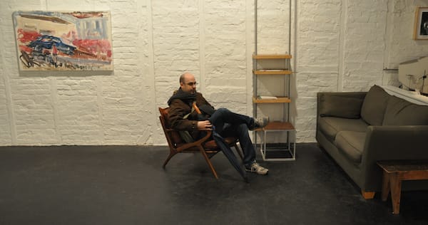 Veken sitting by David Deutsch's "Drama" (2009)