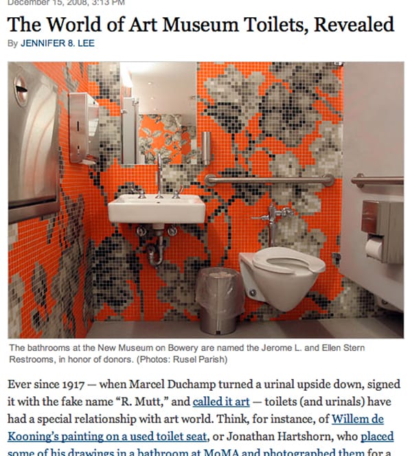 The bathrooms at the New Museum, via cityroom.blogs.nytimes.com