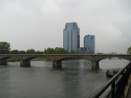 Grand Rapids' Grand River and another bridge