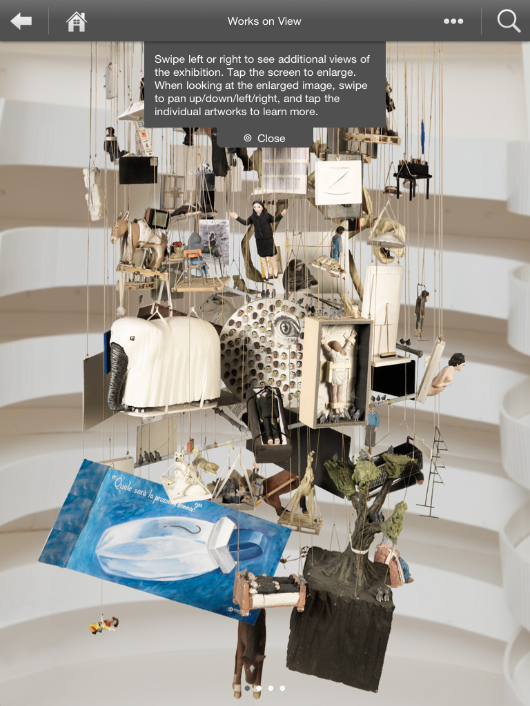A screen shot of the Guggenheim's Cattelan app in installation view.