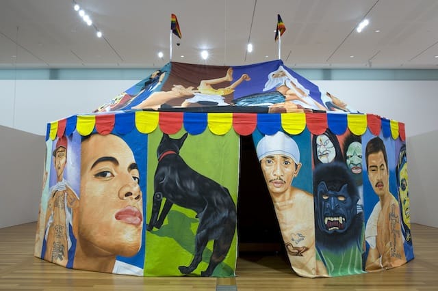 Griggs's 2008 installation at the Melbourne Art Fair was a tent composed of images, mostly from his photographic and video work.