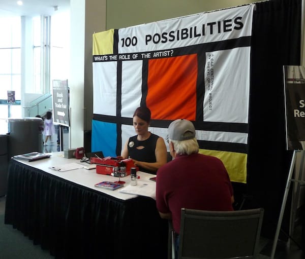Cheryl Oring conducting interviews at the College Art Association Conference.