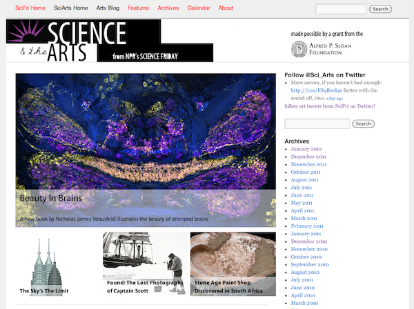 The Science Friday Science and the Arts Blog home page.