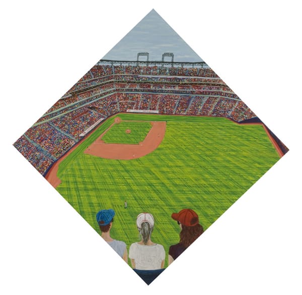 Sarah McEneaney, Baseball, 2010, egg tempera on wood (Courtesy Tibor de Nagy Gallery, New York)