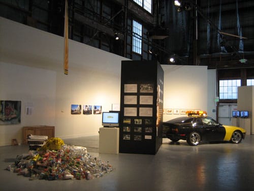 In the left corner is Critical Art Ensemble's "Seized," 2008, mixed media installation. (photo by author)