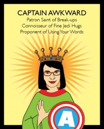 Captain Awkard's logo as patron saint of break-ups... and creatives in a jam.