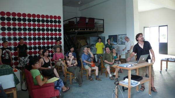 Beijing Studio Center's regular events and exhibitions make it a lively space beyond the regular residency program. Image courtesy Guo Xinxin.