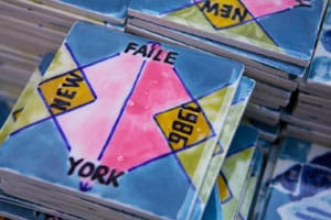 Detail of one of Faile's tiles for the project