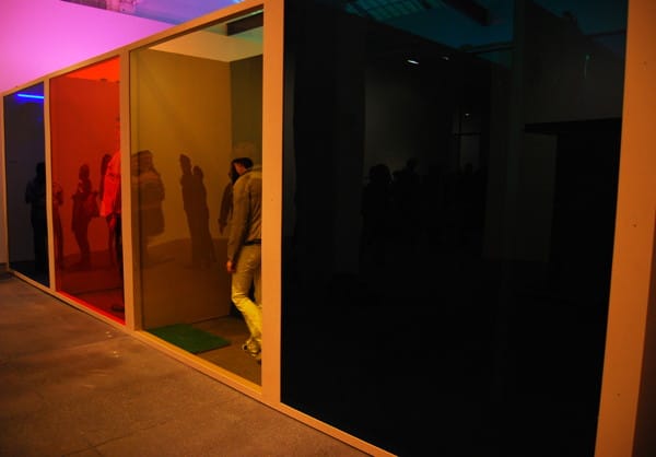 Block partiers wandering through Hélio Oiticica's "Penetrável Filtro" maze (1972)