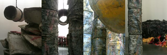 Four installation views of Phyllida Barlow's "siege"