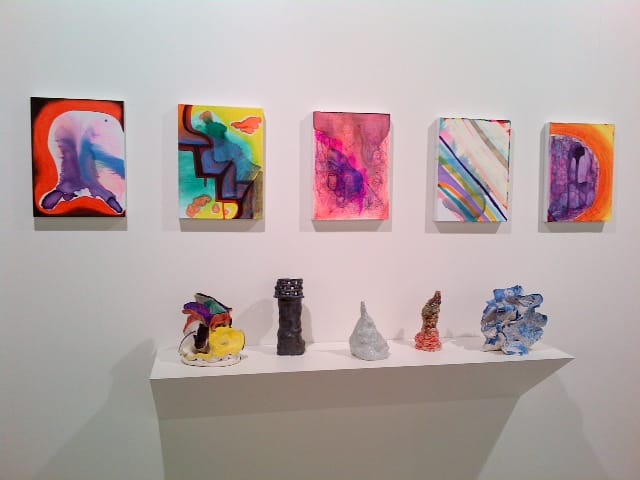 Joanne Greenbaum's ceramics and paintings in her studio