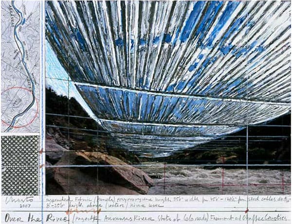 Christo, “Over the River” project, collage