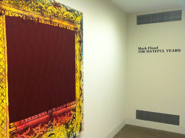 Installation view on the ground floor of "Mark Flood: The Hateful Years"