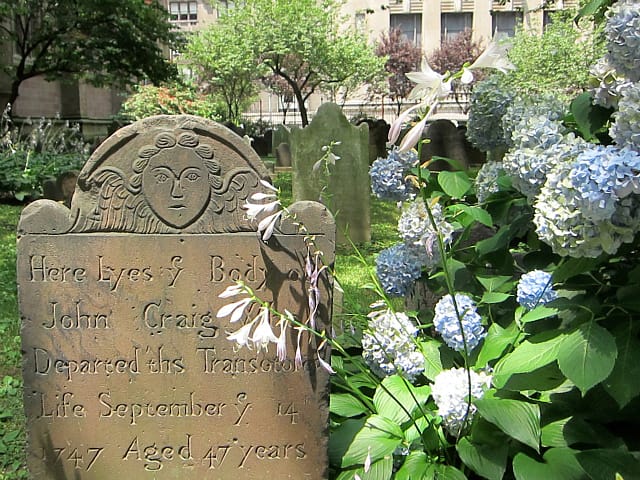 Flying soul headstone in Trinity Churchyard