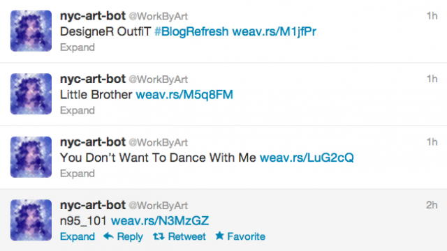 Screen shot of @nyc-art-bot's Twitter feed.