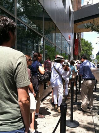 The line to see "The Clock" at Lincoln Center