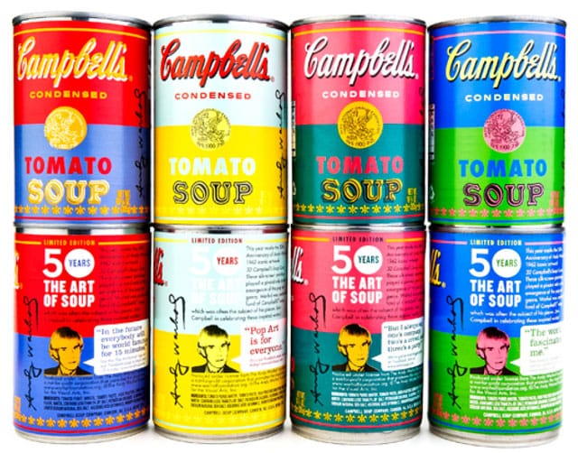 The Warhol-inspired Cambell's soup cans