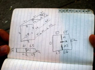 McKelahan’s notebook with blueprint for the project