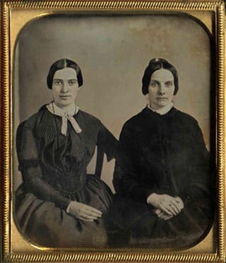 The newly rediscovered daguerreotype shows Emily Dickinson, left, with her friend Kate Scott Turner