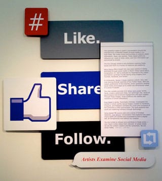 The entrance to the exhibition "Like. Share. Follow."