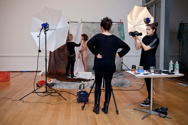 Julia Sherman‘s live photo-shoot re-creation of Picasso’s “Les Demoiselles d’Avignon”