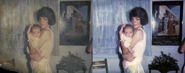 Before-and-after shot of a photo restored through CARE for Sandy