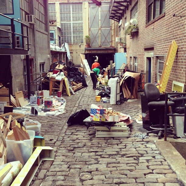 Damage at the 99 Commercial Street studios (Photo by Hyperallergic)