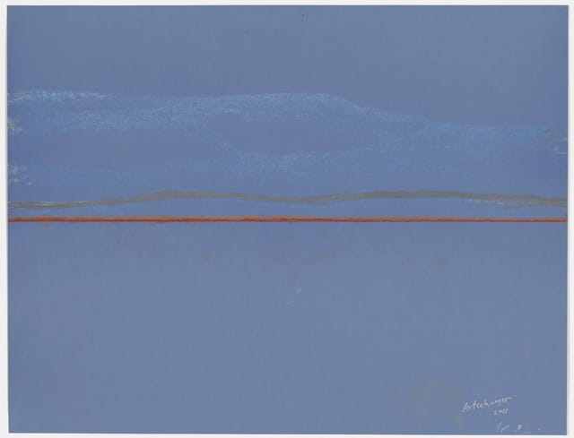 Richard Artschwager, "Horizon" (2011), pastel on blue paper