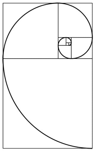 The Fibonacci spiral, which (via Wikipedia)
