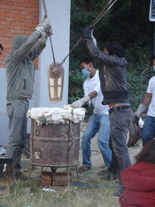 Gopal Das Kalapremi, “People Being Cooked and Sold” (2012) being made on site