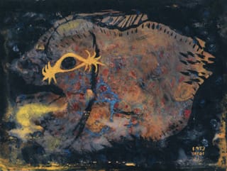 Yayoi Kusama, “Fish” (1953) (© Yayoi Kusama, image courtesy Yayoi Kusama Studio Inc.; Ota Fine Arts, Tokyo; Victoria Miro Gallery, London; via whitney.org)