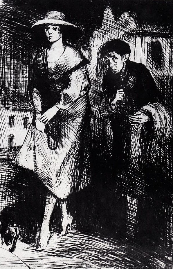 Bruno Schulz, "Undula at Night" (1920–22) from "The Book of Idolatry" (image via brunoschulz.eu)