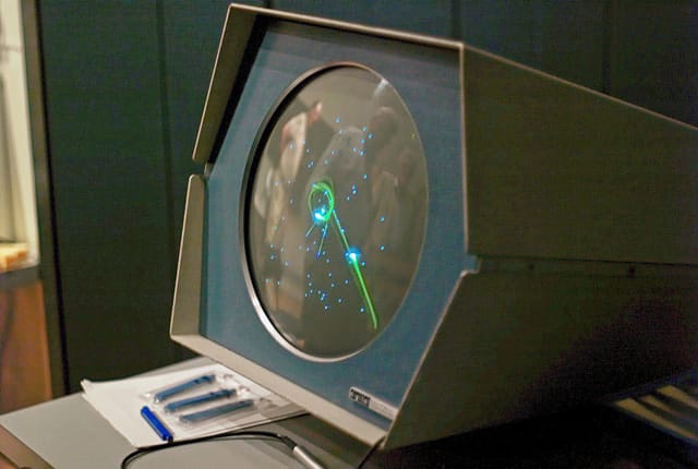 "Spacewar!" running on the Computer History Museum's PDP-1 (image via Wikipedia)