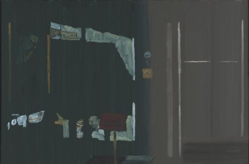 Richard Walker, "Lamp and Shutter" (2011), oil on panel, 15 x 22 1/2 inches