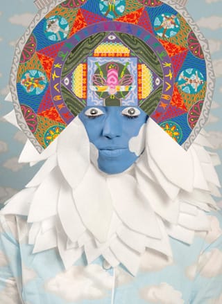 Saya Woolfalk, "An Empathic Preparing to Paint Images from the Book Empathetic Plant Alchemy (Jillian)" (2011), archival ink jet print on watercolor paper (photo by John Groo, all images courtesy the artist) (click to enlarge)