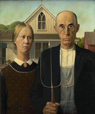 Grant Wood’s “American Gothic” (1930) is now in the public domain (image via Art Institute of Chicago)