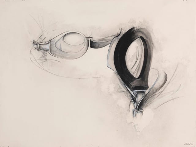 Jay DeFeo, Untitled, from the "Water Goggles" series (1977). Synthetic polymer, charcoal, ink, grease pencil and graphite on paper, 15 x 20 in. (38.1 x 50.8 cm). Private collection. (© 2012 The Jay DeFeo Trust / Artists Rights Society [ARS], New York; photo by Ben Blackwell)