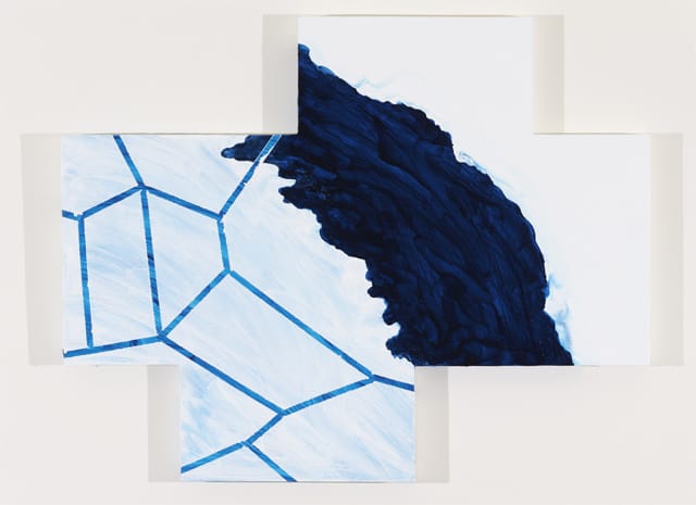 Mary Heilmann, "Renny’s Right Geometry of a Wave" (2011). Oil on wood panel,31.5 x 39.75 inches