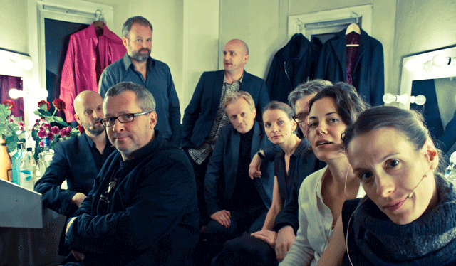 Performers in Tea Tupajić and Petra Zanki's "The Curators' Piece (A Trial Against Art)." (photo by Monica Santos Herberg)