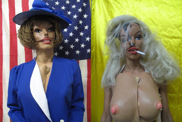 Narcissister, Untitled (blue suit), 2012, c-print and Untitled (cigarette blonde), 2012, c-print