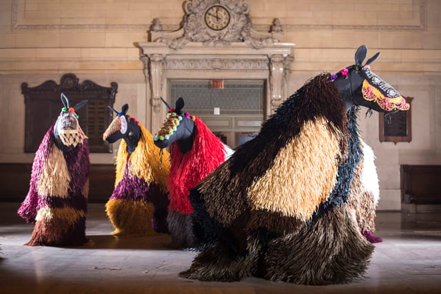 Nick Cave's Soundsuit horses in Grand Central (Photograph by Travis Magee, Courtesy Creative Time and MTA Arts for Transit)
