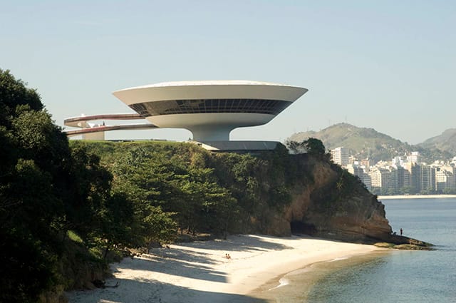 Oscar Niemeyer's Niterói Contemporary Art Museum in Rio de Janeiro, Brazil (Photo via architecture.about.com)