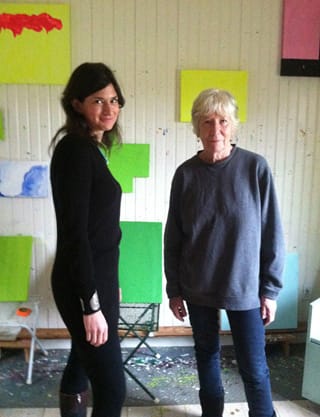 Jennifer Samet and Mary Heilmann at Heilmann's studio (click to enlarge) (image courtesy the author)