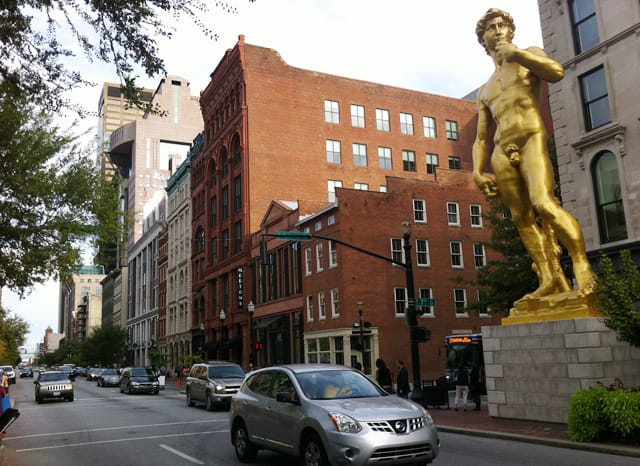 Serkan Ozkaya's "David (inspired by Michelangelo)" is an example of (photo by Hrag Vartanian for Hyperallergic)