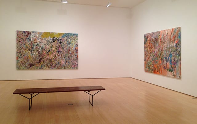 Larry Poons, "Giordano Bruno" (2011) and "Untitled (012D-5)" (2012) (Image courtesy Jason Andrew)