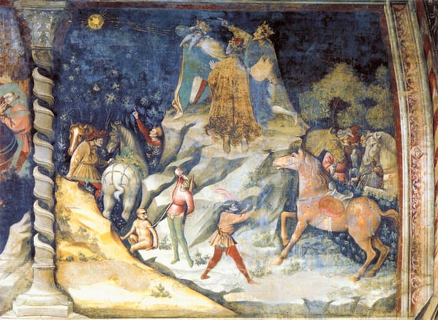 Giovanni da Modena. "The Appearance of the Star" (c. 1412). Fresco. Basilica di San Petronio, Bologna.