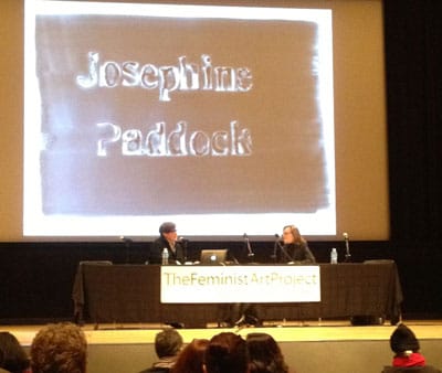 (left to right) Andrea Geyer and Sabine Breitwieser at the Brooklyn Museum, Feb. 16, 2013 (photo by the author for Hyperallergic)