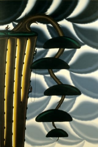 Roger Brown, Bonsai #2: Climbing With the Cascade (Kengai), 1997. Oil on canvas, 72 x 48 inches.